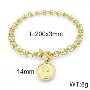 Stainless Steel Gold-plating Bracelet - KB144274-Z