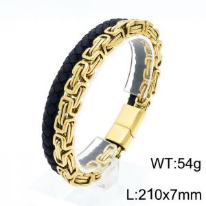 Stainless Steel Leather Bracelet - KB144436-KFC