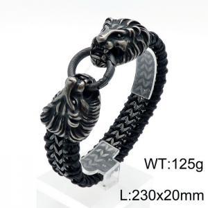 Stainless Steel Leather Bracelet - KB144769-KFC