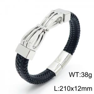 Stainless Steel Leather Bracelet - KB145381-KFC
