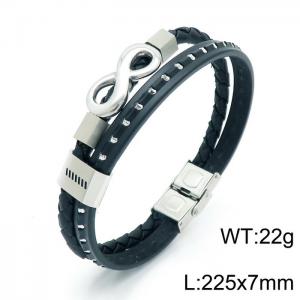 Stainless Steel Leather Bracelet - KB145684-KLHQ