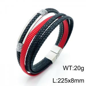 Stainless Steel Leather Bracelet - KB145690-KLHQ