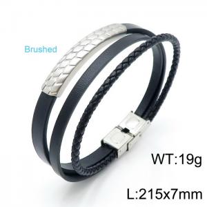 Stainless Steel Leather Bracelet - KB146250-KLHQ