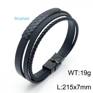 Stainless Steel Leather Bracelet - KB146251-KLHQ