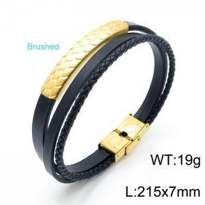 Stainless Steel Leather Bracelet - KB146252-KLHQ