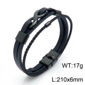 Stainless Steel Leather Bracelet - KB146253-KLHQ