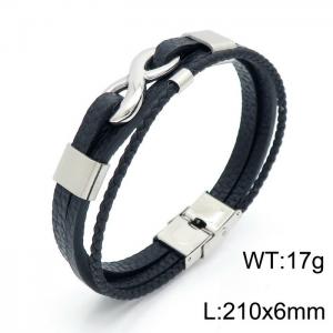 Stainless Steel Leather Bracelet - KB146255-KLHQ