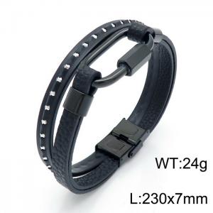 Stainless Steel Leather Bracelet - KB146256-KLHQ