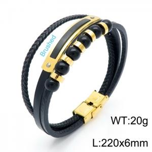 Stainless Steel Leather Bracelet - KB146260-KLHQ
