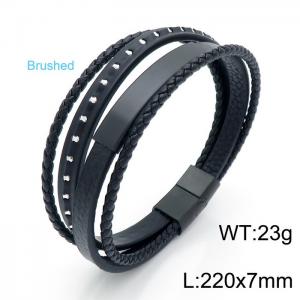 Stainless Steel Leather Bracelet - KB146262-KLHQ