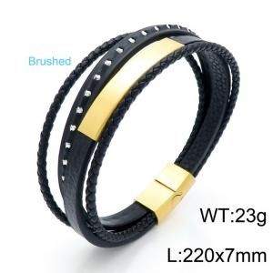 Stainless Steel Leather Bracelet - KB146263-KLHQ