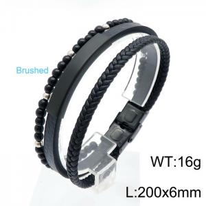 Stainless Steel Leather Bracelet - KB146265-KLHQ