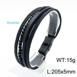 Stainless Steel Leather Bracelet - KB146274-KLHQ