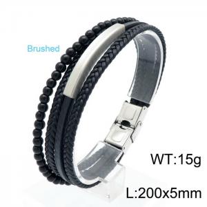 Stainless Steel Leather Bracelet - KB146276-KLHQ