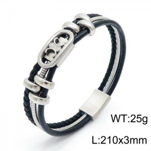 Stainless Steel Leather Bracelet - KB146622-KLHQ