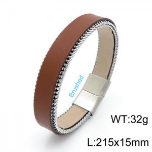 Stainless Steel Leather Bracelet - KB146899-KLHQ