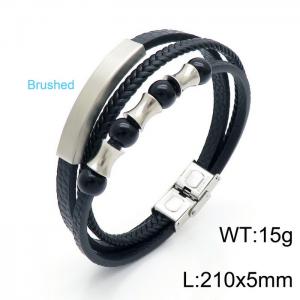 Stainless Steel Leather Bracelet - KB146909-KLHQ