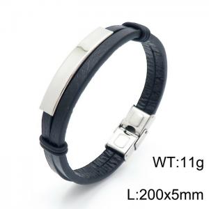 Stainless Steel Leather Bracelet - KB147005-KFC