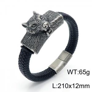 Stainless Steel Leather Bracelet - KB147258-KFC