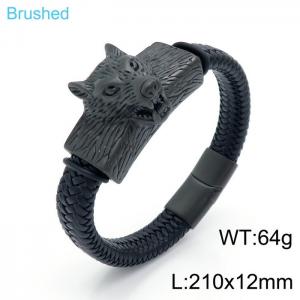 Stainless Steel Leather Bracelet - KB147260-KFC