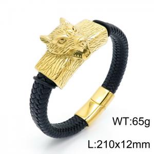 Stainless Steel Leather Bracelet - KB147261-KFC