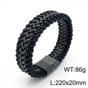 Stainless Steel Leather Bracelet - KB147264-KFC