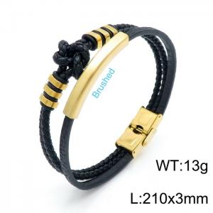 Stainless Steel Leather Bracelet - KB147377-KLHQ