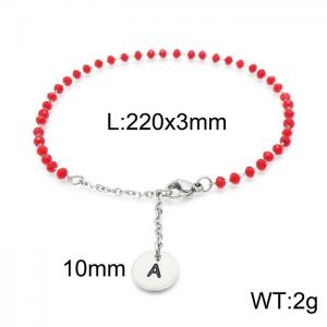 Fashion stainless steel red beaded chain women's letter bracelet - KB147758-Z