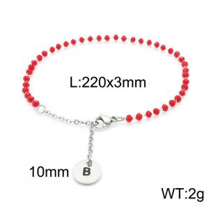 Fashion stainless steel red beaded chain women's letter bracelet - KB147759-Z