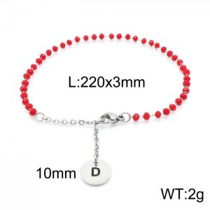 Fashion stainless steel red beaded chain women's letter bracelet - KB147761-Z