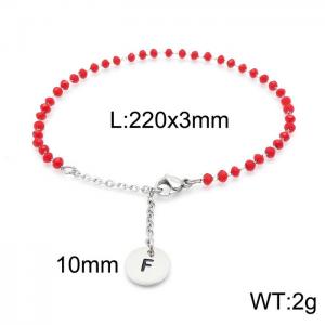 Fashion stainless steel red beaded chain women's letter bracelet - KB147763-Z