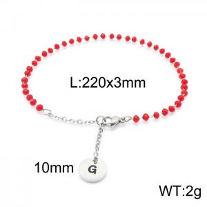 Fashion stainless steel red beaded chain women's letter bracelet - KB147764-Z