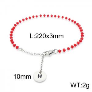 Fashion stainless steel red beaded chain women's letter bracelet - KB147765-Z