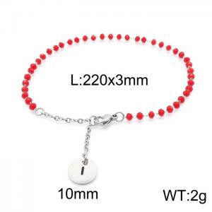 Fashion stainless steel red beaded chain women's letter bracelet - KB147766-Z