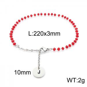 Fashion stainless steel red beaded chain women's letter bracelet - KB147767-Z