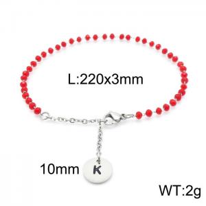Fashion stainless steel red beaded chain women's letter bracelet - KB147768-Z