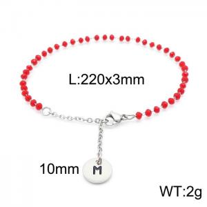Fashion stainless steel red beaded chain women's letter bracelet - KB147770-Z