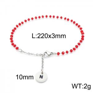 Fashion stainless steel red beaded chain women's letter bracelet - KB147771-Z