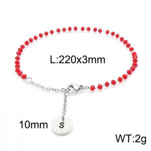 Fashion stainless steel red beaded chain women's letter bracelet - KB147776-Z