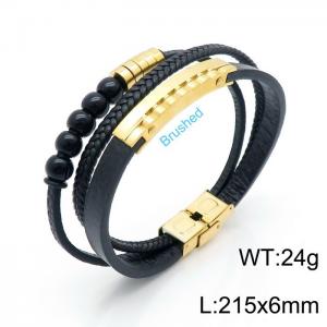 Stainless Steel Leather Bracelet - KB147789-KLHQ