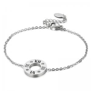 Round pancake personalized popular Roman numeral bracelet with diamond inlaid hollow letters bracelet - KB148110-KLX