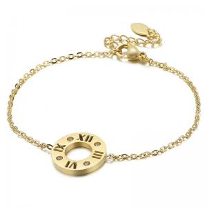 Round pancake personalized popular Roman numeral bracelet with diamond inlaid hollow letters Gold-plating Bracelet - KB148111-KLX