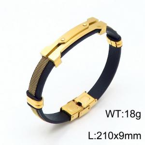 Stainless Steel Leather Bracelet - KB148127-YY