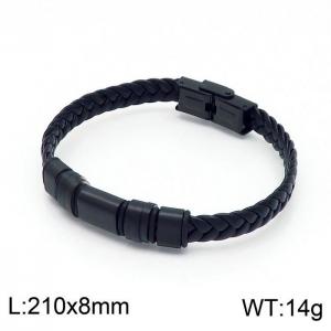 Stainless Steel Leather Bracelet - KB148129-YY