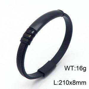 Stainless Steel Leather Bracelet - KB148136-YY