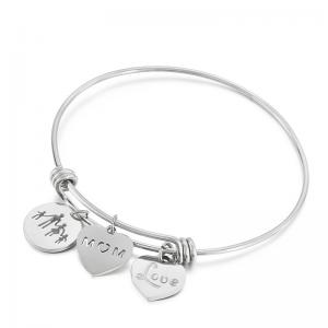 Stainless steel adjustable heart-shaped parent-child MOM retractable Mother's Day gift bracelet - KB148247-Z