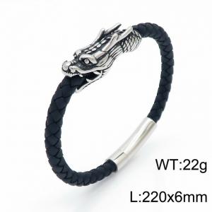 Stainless Steel Leather Bracelet - KB148331-KFC