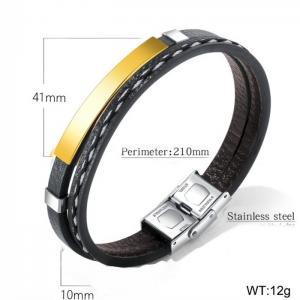 Stainless Steel Leather Bracelet - KB148401-WGTY