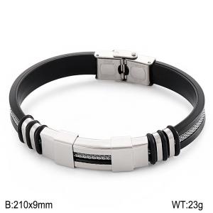 Stainless Steel Leather Bracelet - KB148660-WGLC