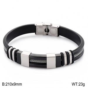 Stainless Steel Leather Bracelet - KB148661-WGLC